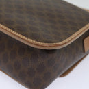CELINE Macadam Canvas Shoulder Bag PVC Leather Brown Gold Auth 86522-16