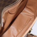 CELINE Macadam Canvas Shoulder Bag PVC Leather Brown Gold Auth 86522-10