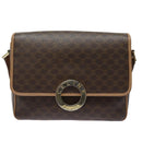 CELINE Macadam Canvas Shoulder Bag PVC Leather Brown Gold Auth 86522-13