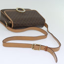 CELINE Macadam Canvas Shoulder Bag PVC Leather Brown Gold Auth 86522-7