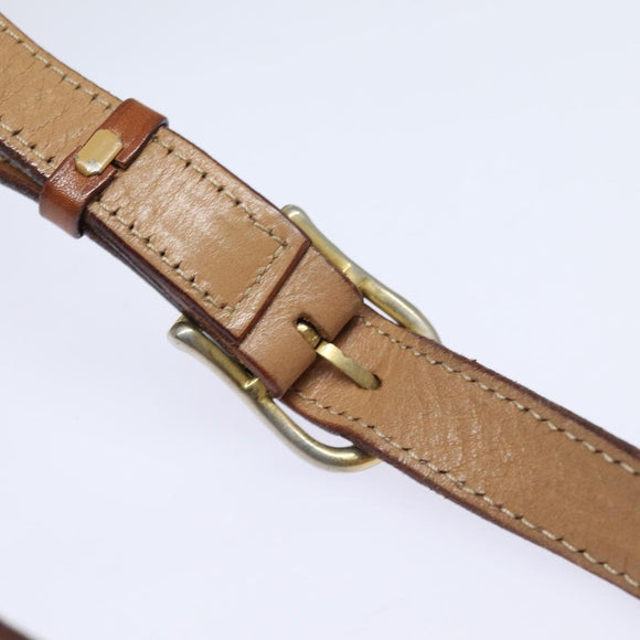 CELINE Macadam Canvas Schoudertas PVC Leer Bruin Goud Auth 86522