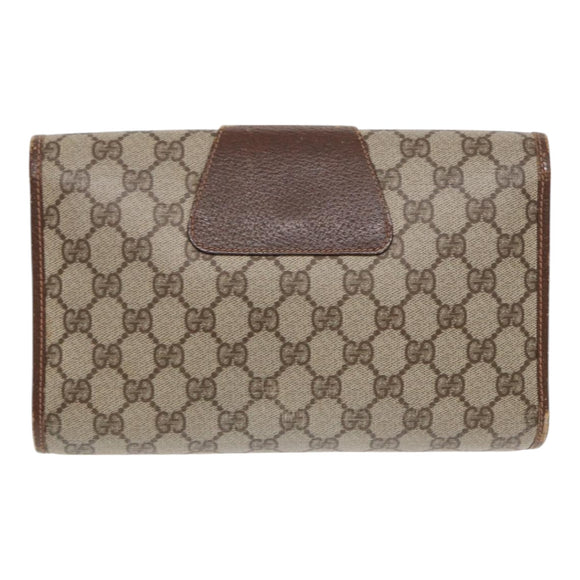 GUCCI GG Supreme Web Sherry Line Clutch Bag Braun 156 01 030 Auth 86523