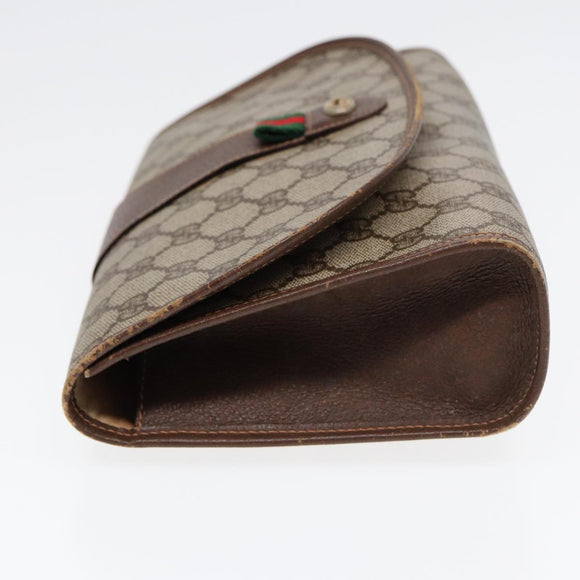 GUCCI GG Supreme Web Sherry Line Clutch Bag Braun 156 01 030 Auth 86523