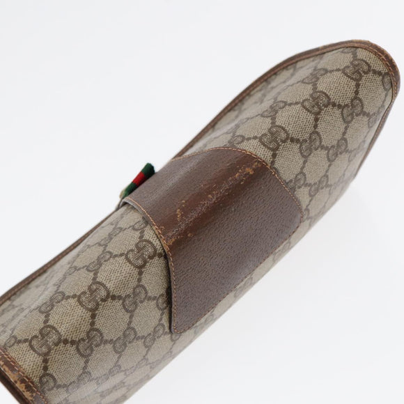 GUCCI GG Supreme Web Sherry Line Clutch Bag Brown 156 01 030 Auth 86523