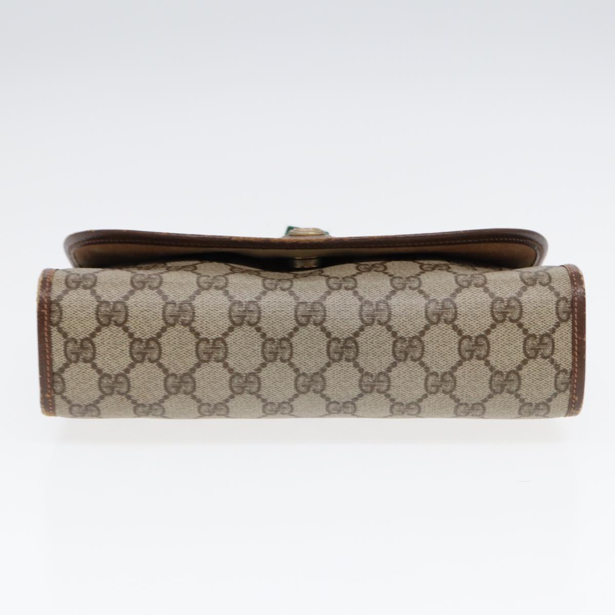 GUCCI GG Supreme Web Sherry Line Clutch Bag Brown 156 01 030 Auth 86523