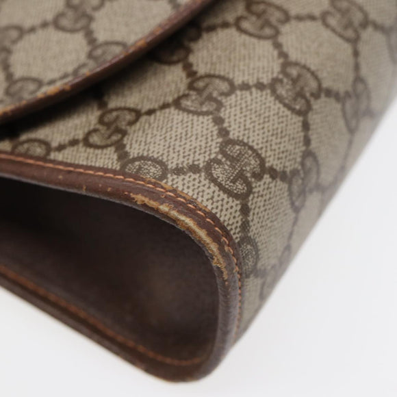 GUCCI GG Supreme Web Sherry Line Clutch Bag Braun 156 01 030 Auth 86523