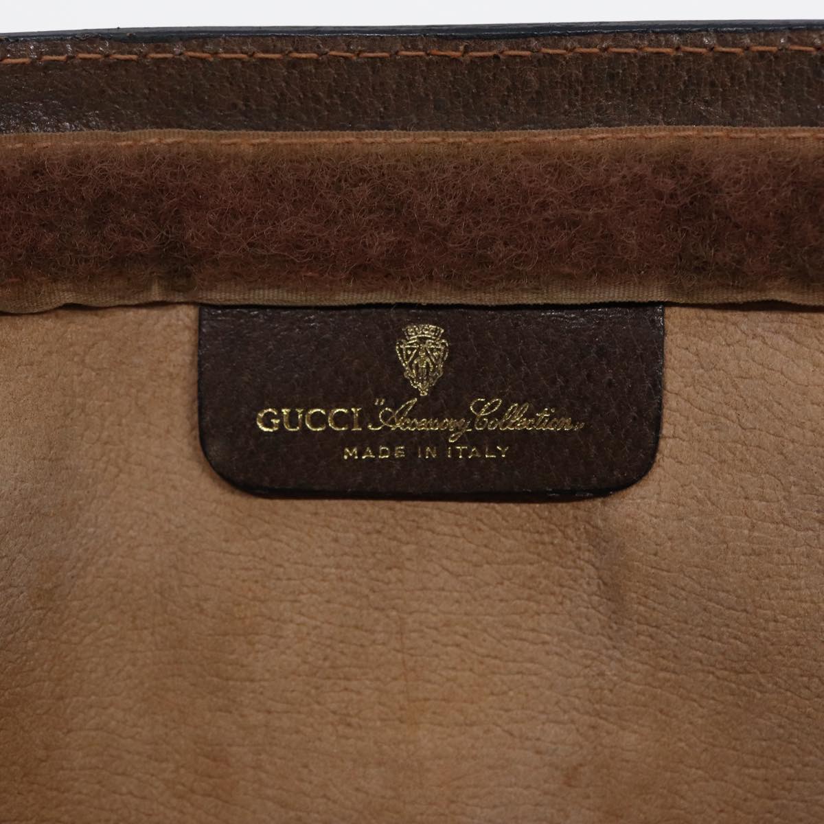 GUCCI Web Sherry Line GG Supreme Clutch Bag PVC Beige 89 01 002 Auth 86599