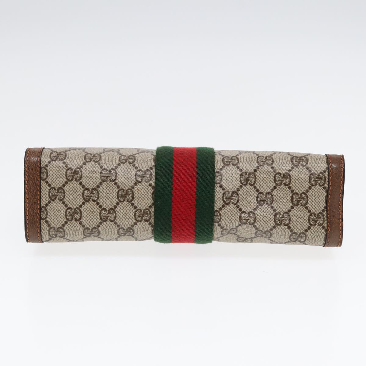 GUCCI Web Sherry Line GG Supreme Clutch Bag PVC Beige 89 01 002 Auth 86599