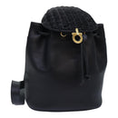 Salvatore Ferragamo Backpack Leather Black Gold Auth 86612-1