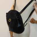 Salvatore Ferragamo Backpack Leather Black Gold Auth 86612-20