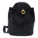 Salvatore Ferragamo Backpack Leather Black Gold Auth 86612-13