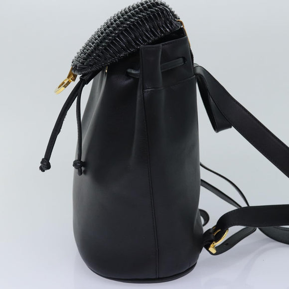 Salvatore Ferragamo Rucksack Leder Schwarz Gold Auth 86612