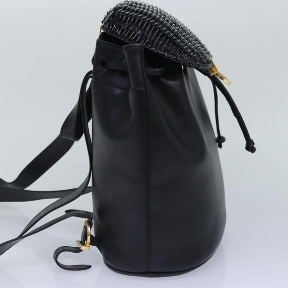 Salvatore Ferragamo Rucksack Leder Schwarz Gold Auth 86612