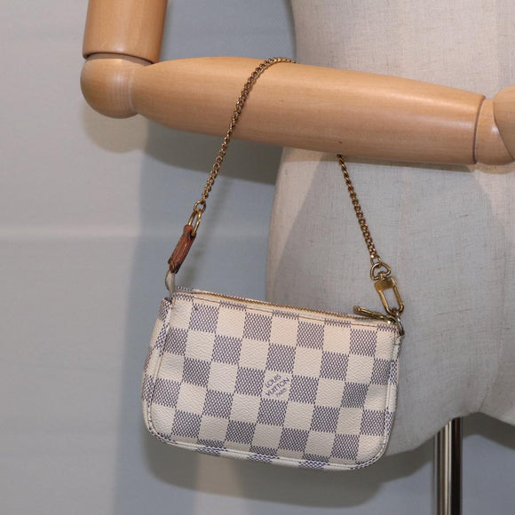 LOUIS VUITTON Damier Azur Mini Pochette Accessoires Pouch N63005 LV Auth 86634
