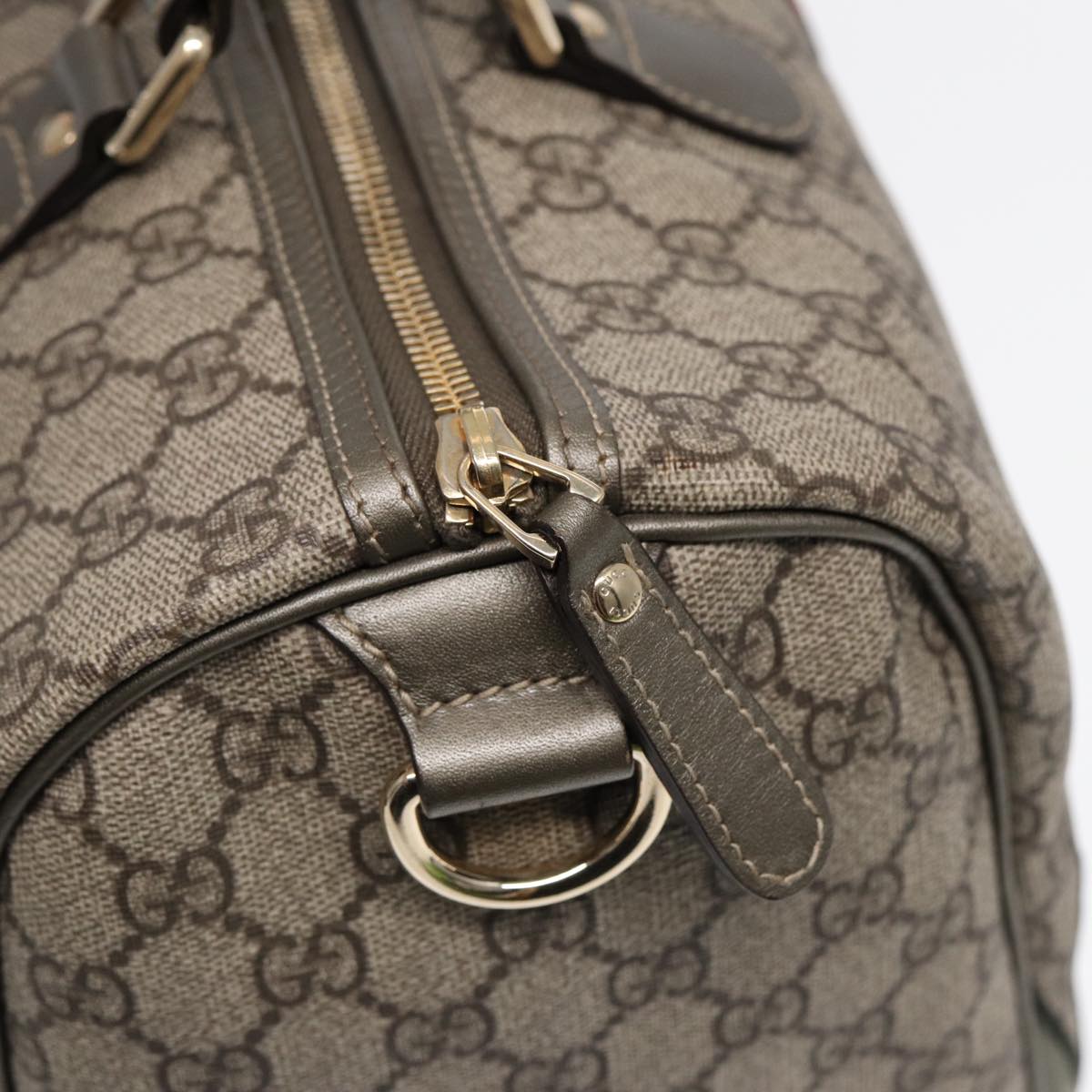 GUCCI GG Supreme UNICEF Snowman in Africa Boston Bag PVC Beige 189895 Auth 86638