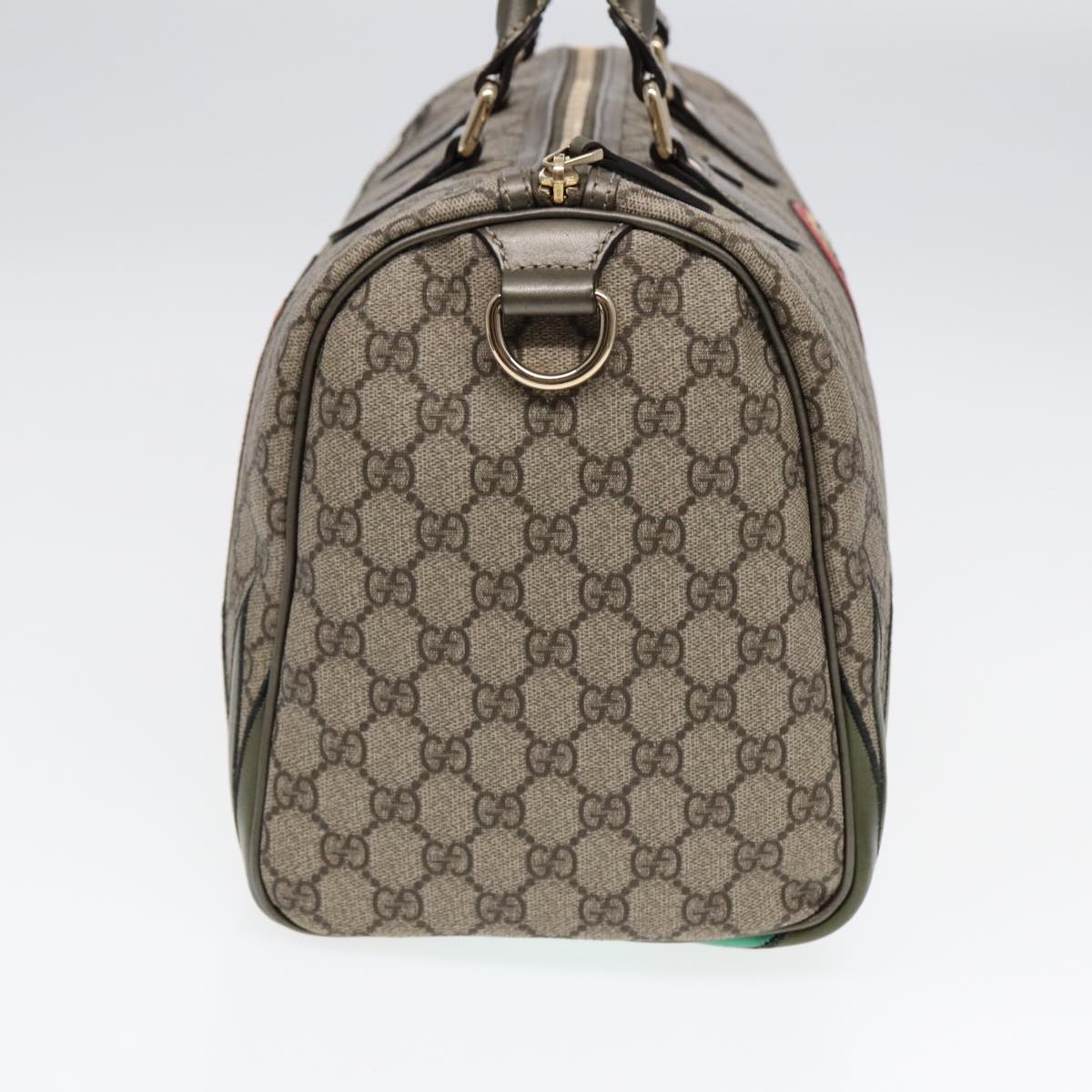 GUCCI GG Supreme UNICEF Snowman in Africa Boston Bag PVC Beige 189895 Auth 86638