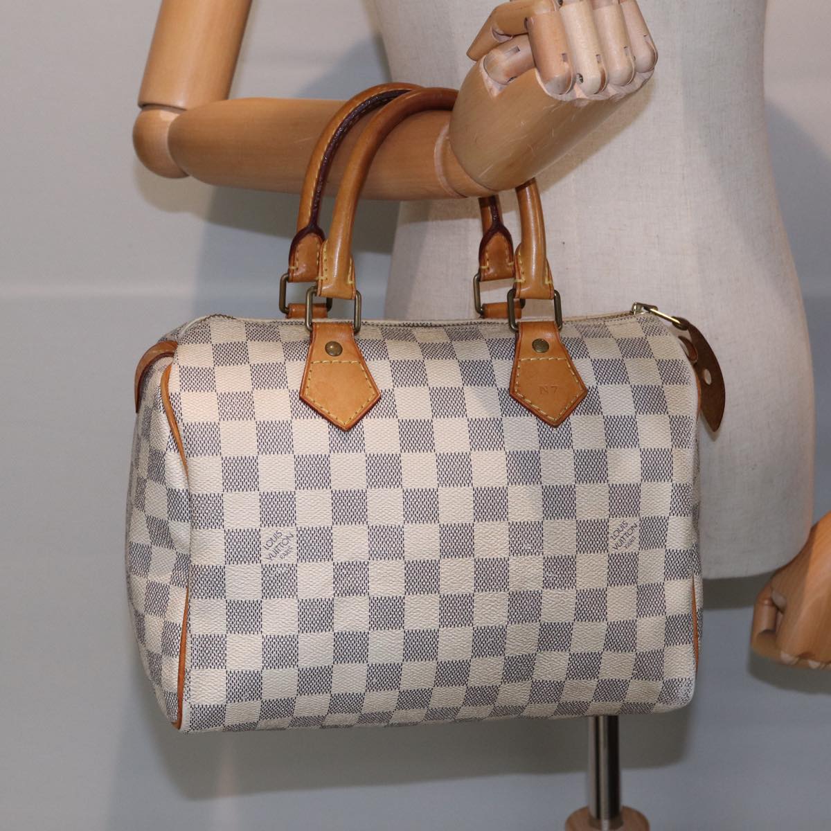 LOUIS VUITTON Damier Azur Speedy 25 Hand Bag N41534 LV Auth 86654