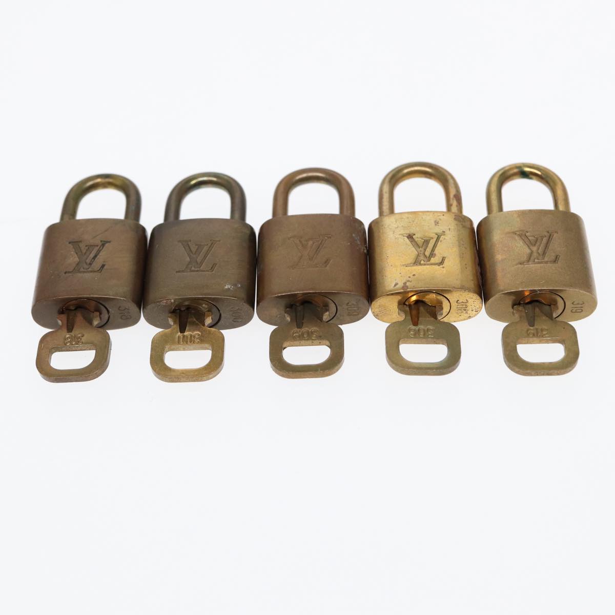 LOUIS VUITTON Padlock 10set metal Gold Tone LV Auth 86669