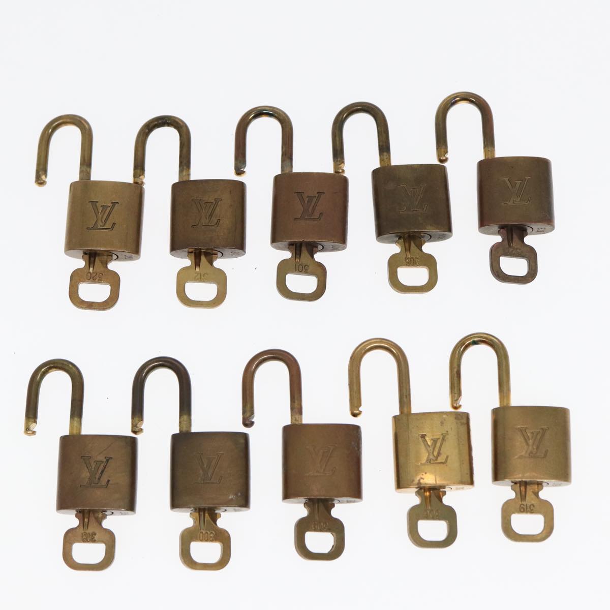 LOUIS VUITTON Padlock 10set metal Gold Tone LV Auth 86669