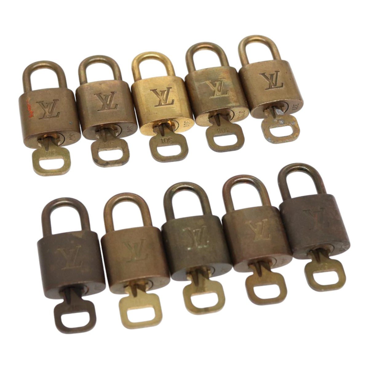 LOUIS VUITTON Padlock 10set metal Gold Tone LV Auth 86670