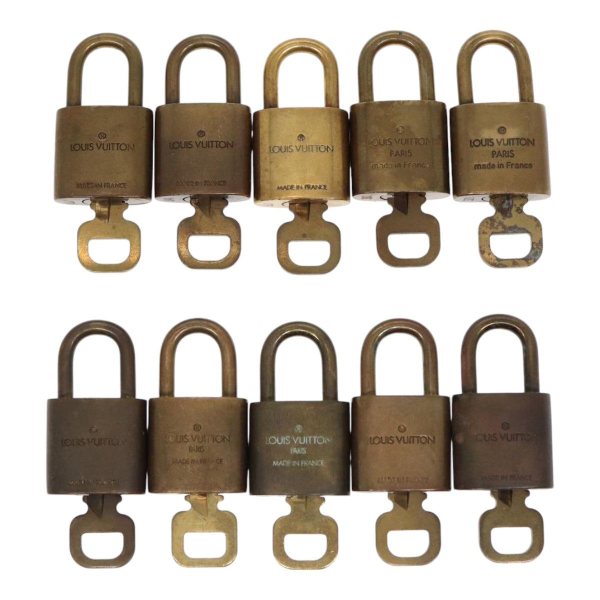 LOUIS VUITTON Padlock 10set metal Gold Tone LV Auth 86670