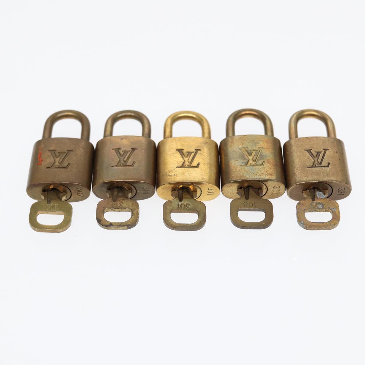 LOUIS VUITTON Padlock 10set metal Gold Tone LV Auth 86670