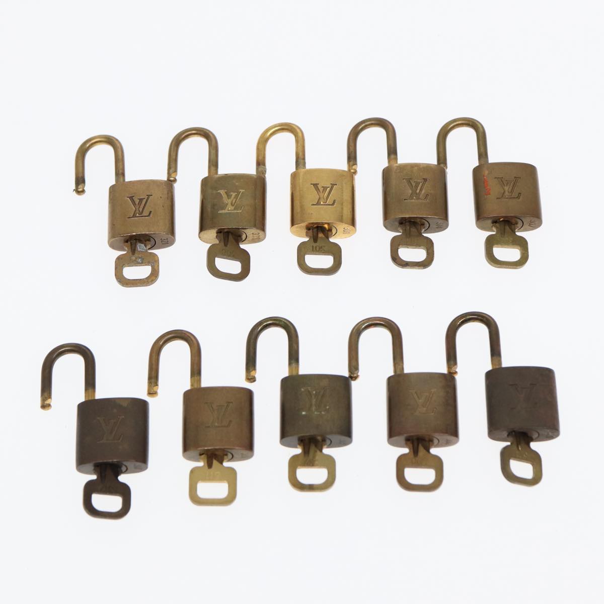 LOUIS VUITTON Padlock 10set metal Gold Tone LV Auth 86670