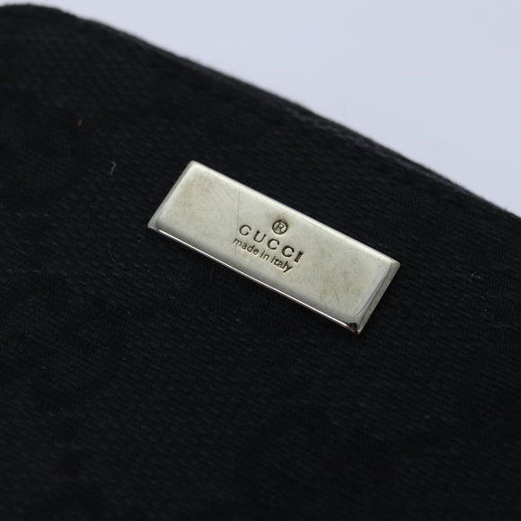 GUCCI GG Canvas Pouch Black Silver 039 1094 Auth 86678