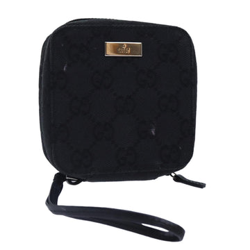 GUCCI GG Canvas Pouch Black Silver 039 1094 Auth 86678