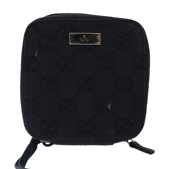 GUCCI GG Canvas Pouch Black Silver 039 1094 Auth 86678