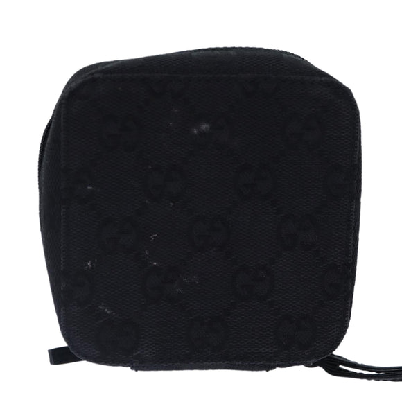 GUCCI GG Canvas Pouch Black Silver 039 1094 Auth 86678