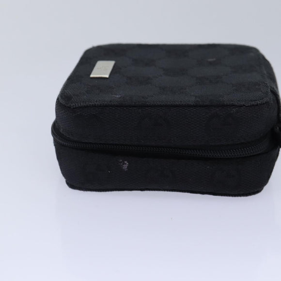 GUCCI GG Canvas Pouch Black Silver 039 1094 Auth 86678