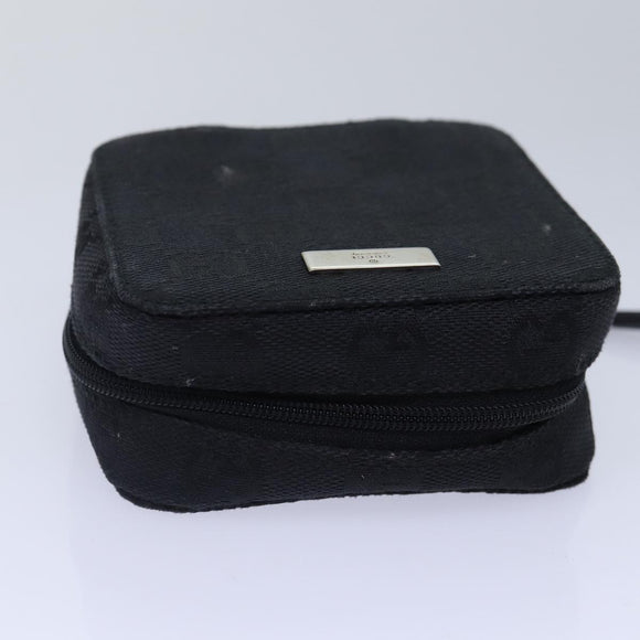 GUCCI GG Canvas Pouch Black Silver 039 1094 Auth 86678