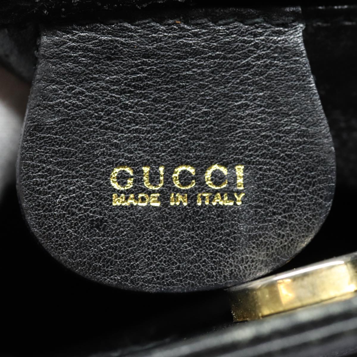 GUCCI Bamboo Hand Bag Leather 2way Black Gold 000 123 0316 Auth 86705