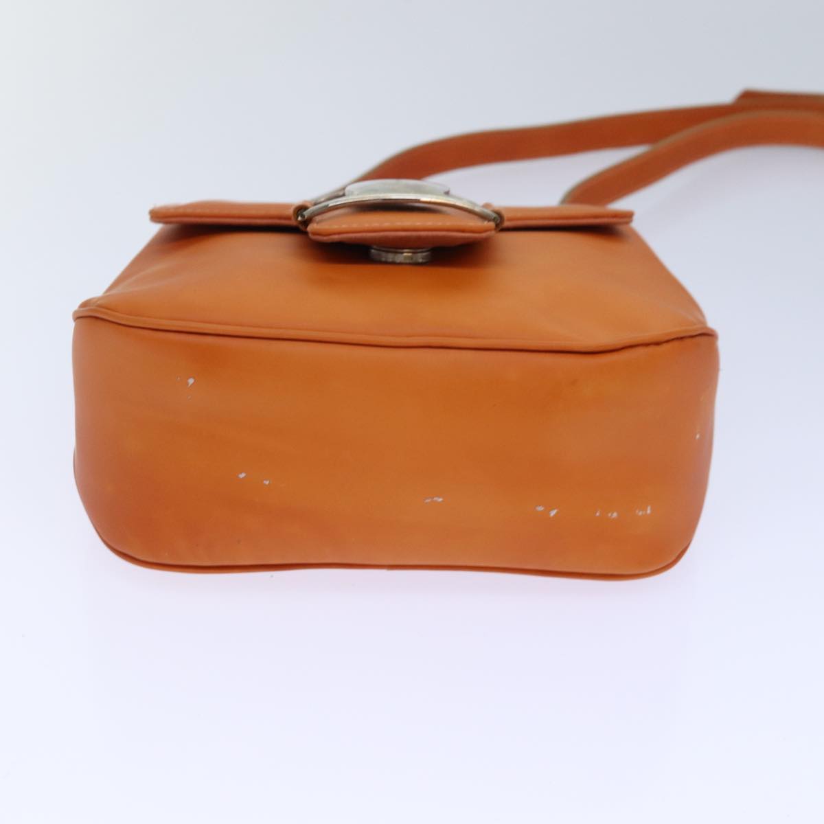 Salvatore Ferragamo Shoulder Bag Leather Orange Silver Auth 86709