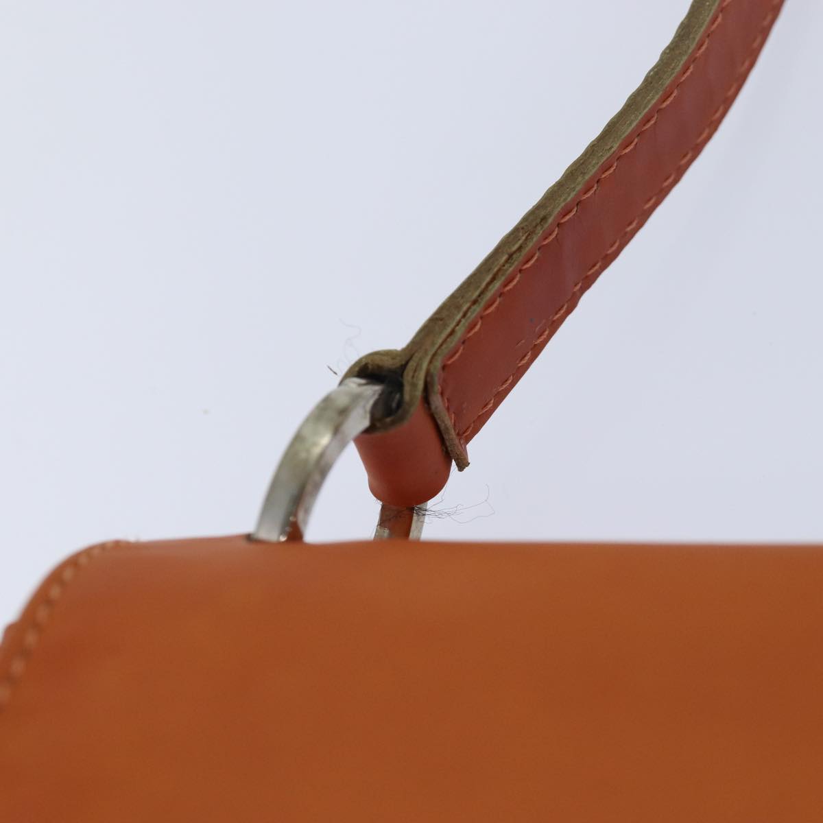 Salvatore Ferragamo Shoulder Bag Leather Orange Silver Auth 86709