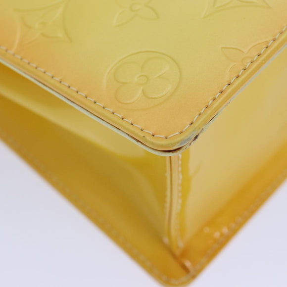 LOUIS VUITTON Monogram Vernis Spring Street Bag Lime Yellow M91068 Auth 86715