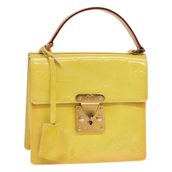 LOUIS VUITTON Monogram Vernis Spring Street Bag Lime Yellow M91068 Auth 86715