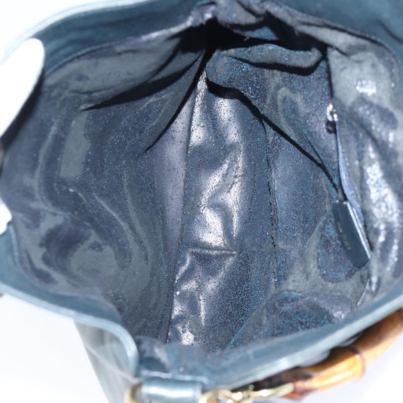 GUCCI Hand Bag Leather 2way Navy Gold 001 0166 1638 Auth 86728