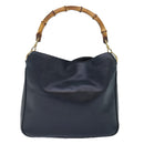 GUCCI Hand Bag Leather 2way Navy Gold 001 0166 1638 Auth 86728-13