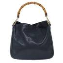 GUCCI Hand Bag Leather 2way Navy Gold 001 0166 1638 Auth 86728-2