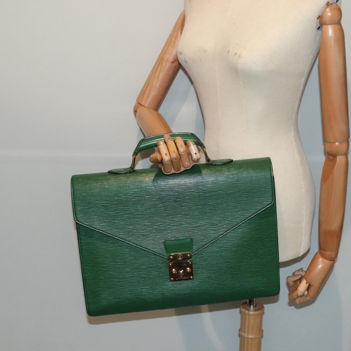 LOUIS VUITTON Epi Serviette Conseiller Briefcase Green M54424 LV Auth 86730