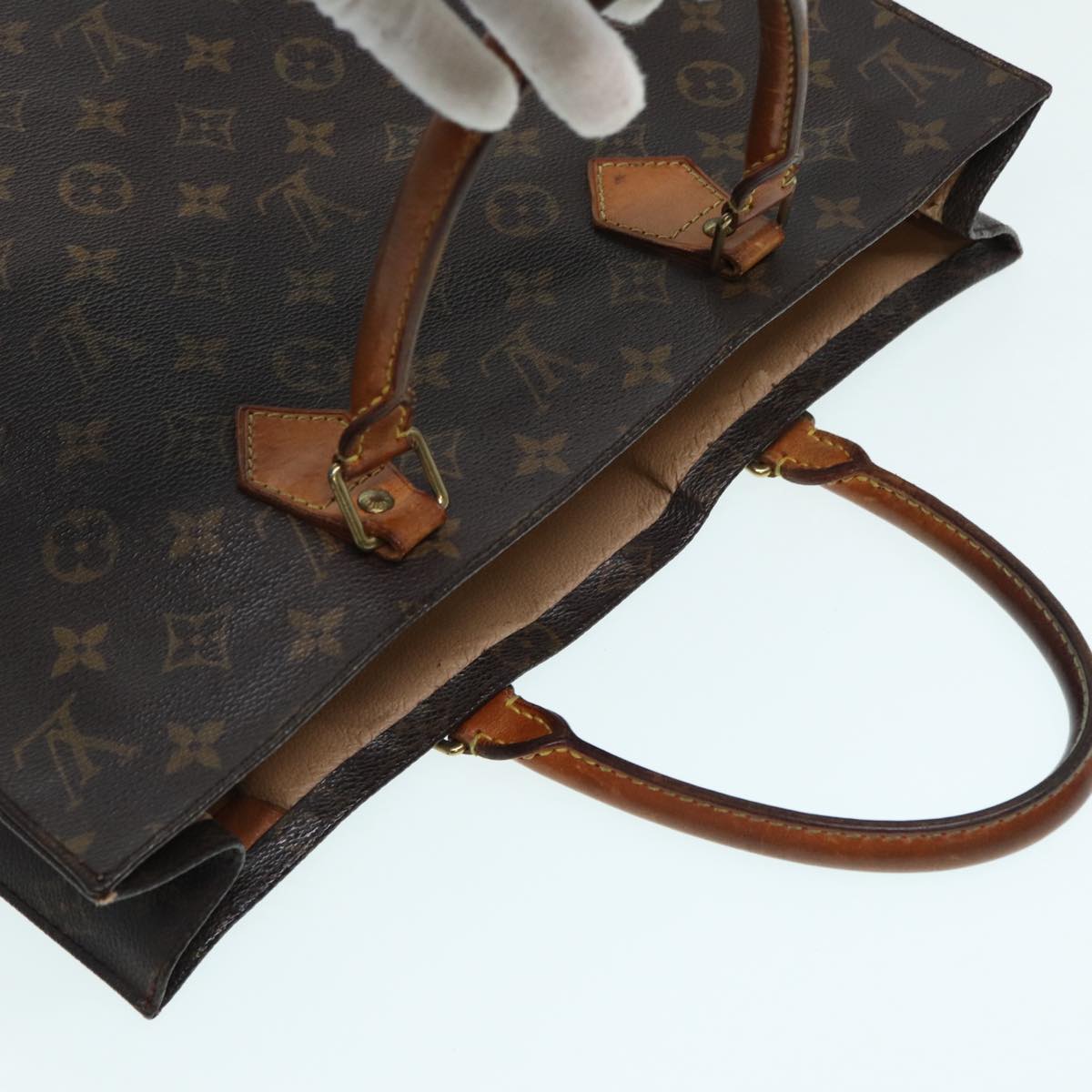 LOUIS VUITTON Monogram Sac Plat Hand Bag M51140 LV Auth 86759