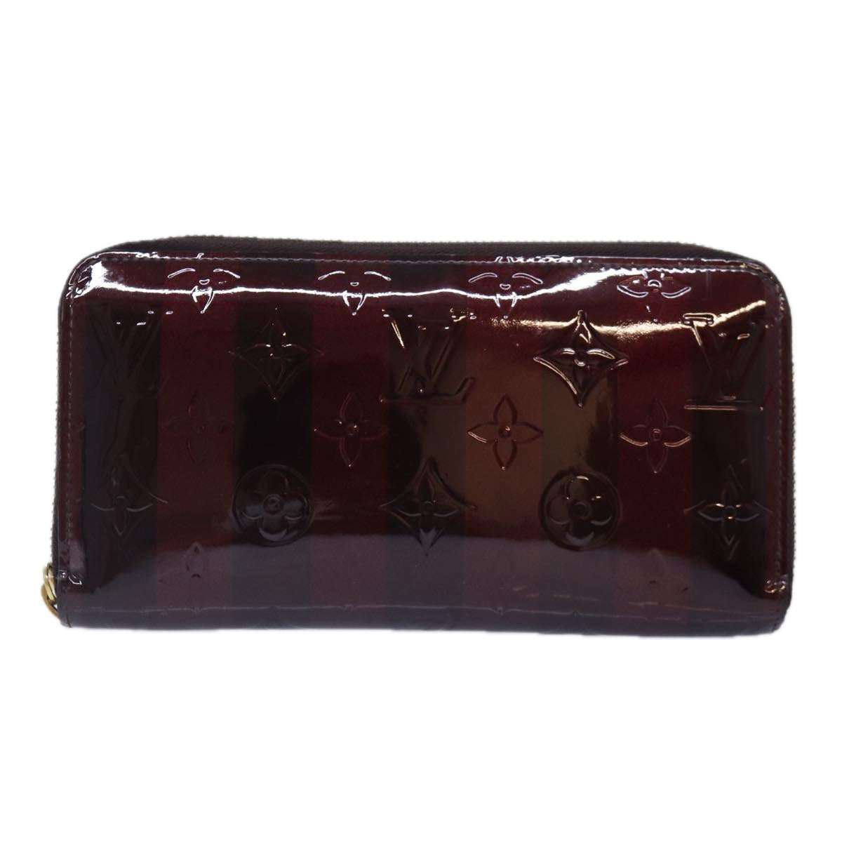 LOUIS VUITTON Monogram Vernis Rayure Zippy Wallet Amarante M91717 LV Auth 86823