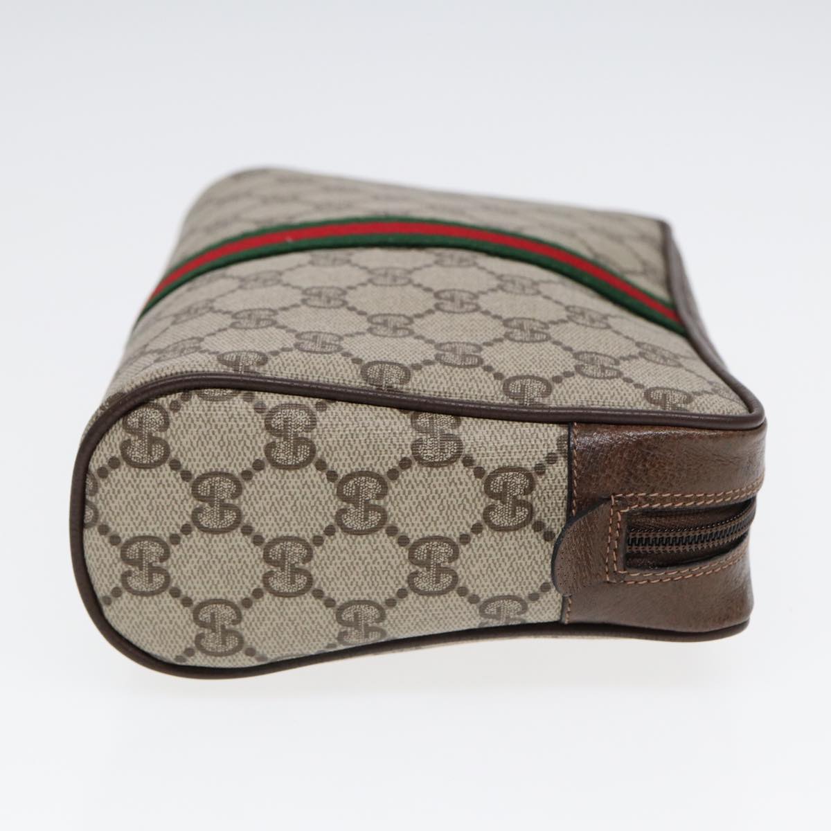 GUCCI GG Supreme Web Sherry Line Clutch Bag PVC Beige Red 75 01 012 Auth 86824