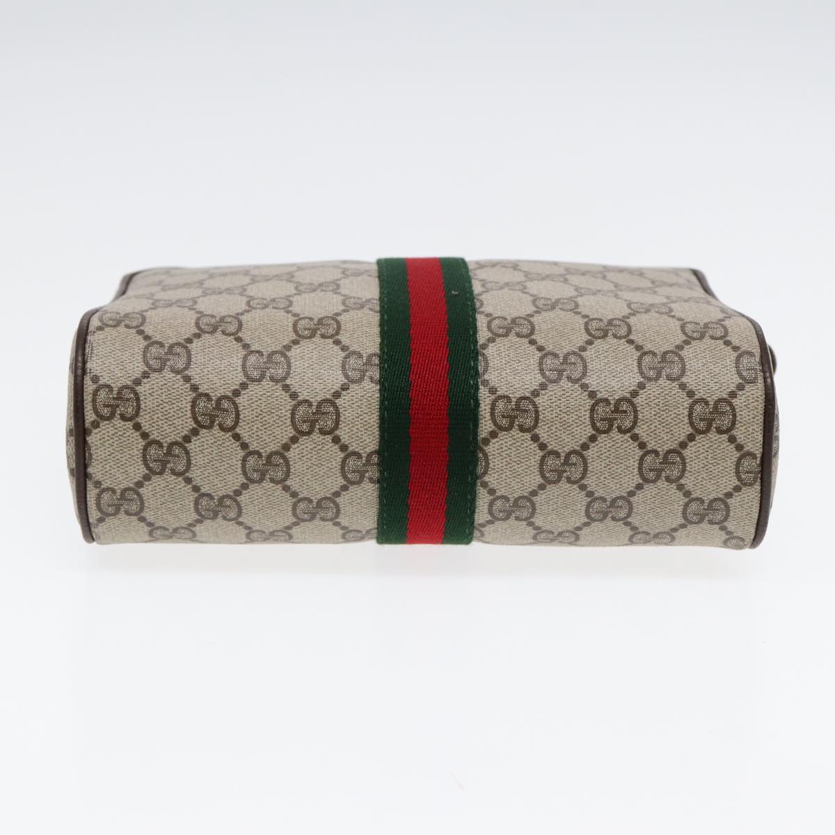 GUCCI GG Supreme Web Sherry Line Clutch Bag PVC Beige Red 75 01 012 Auth 86824