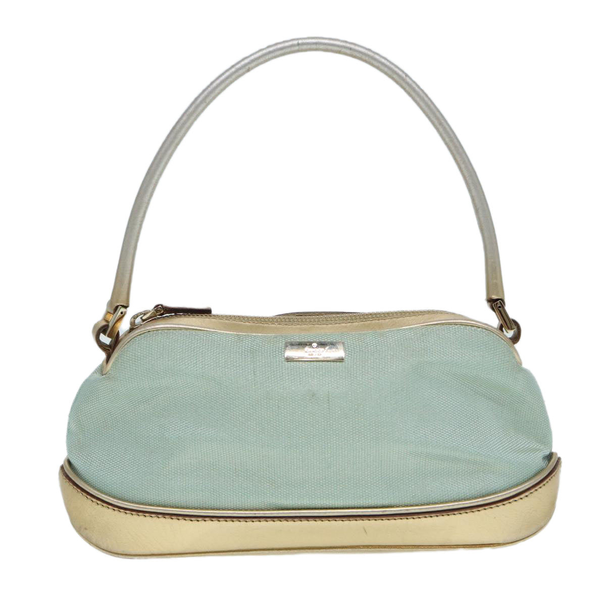 GUCCI Hand Bag Canvas Gold Light Blue Auth 86832