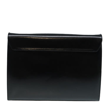 Salvatore Ferragamo Gancini Chain Shoulder Bag Leather Black Gold Auth 86838 - 0