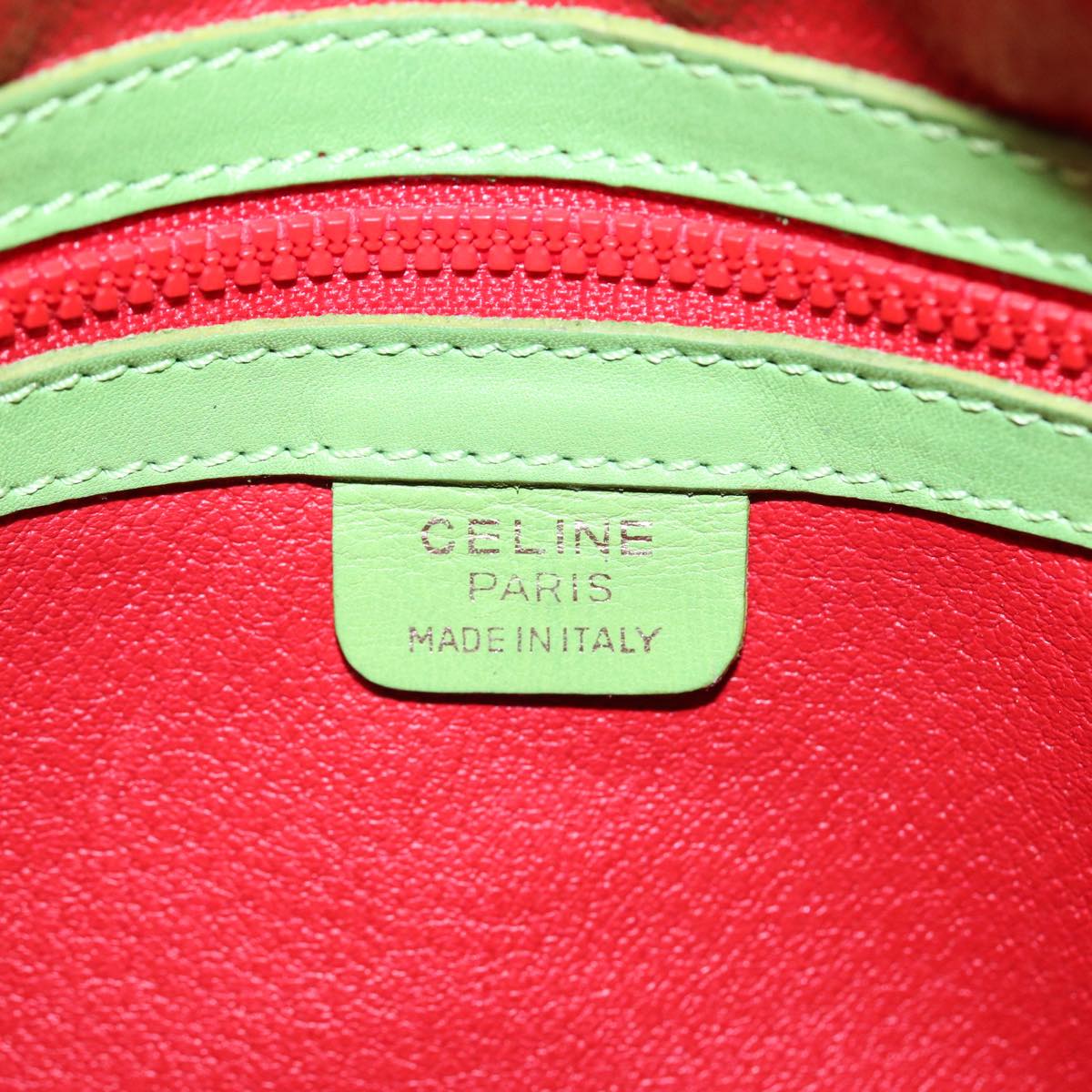 CELINE Shoulder Bag Leather Pink Green gold Auth 86839