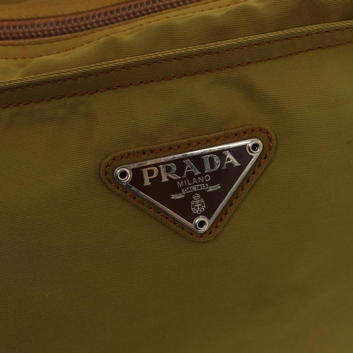 PRADA Shoulder Bag Nylon Khaki Silver Auth 86872